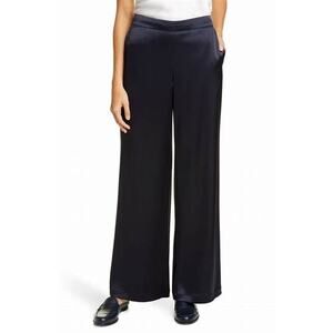 Lafayette 148 Brown Riverside Satin Wide Leg Trouser Pants Size L